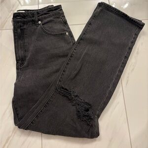 Rolla’s High Rise Straight Dark Grey Distressed Women Jean